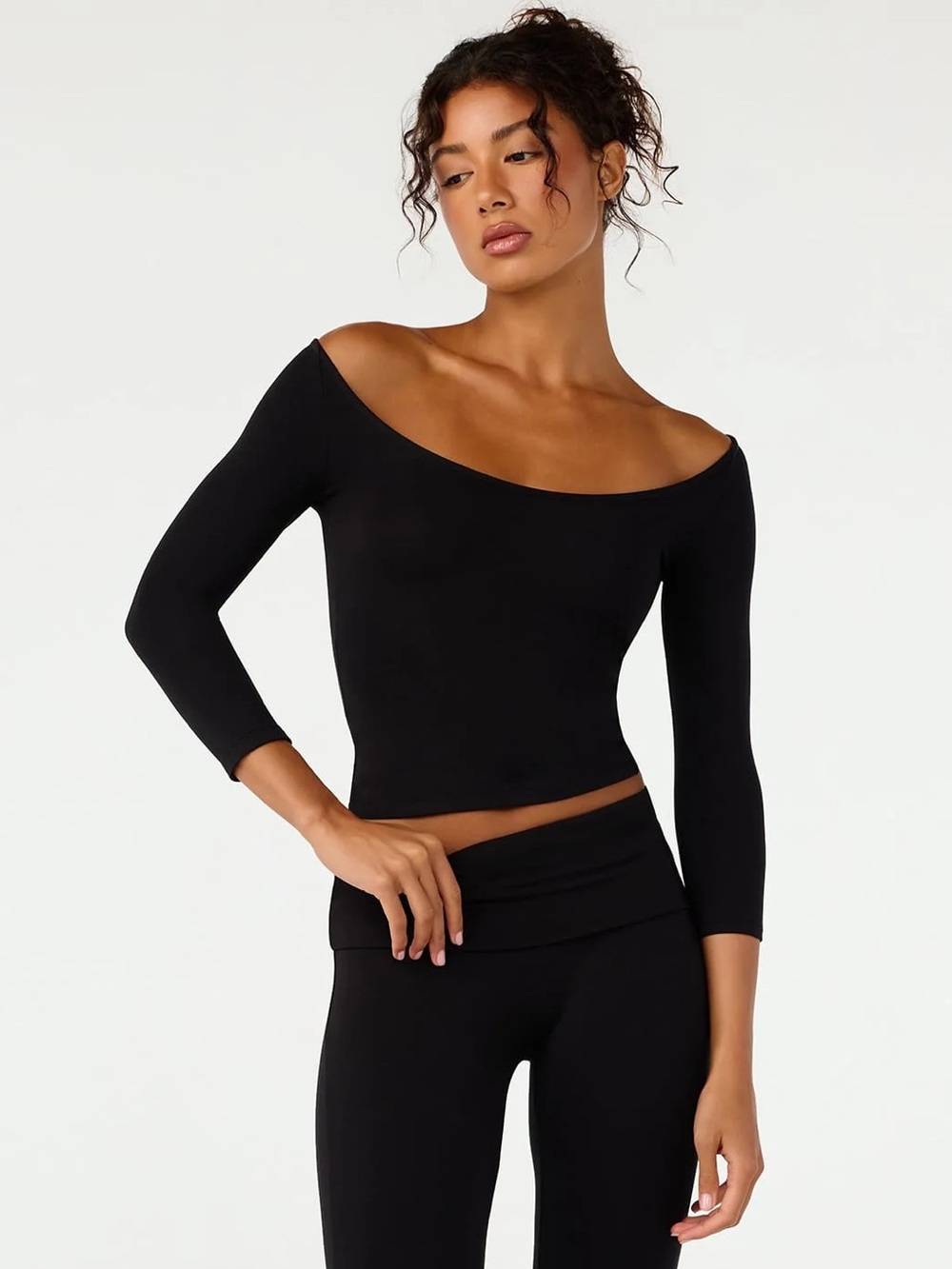 NWT CSB CROP SHOP BOUTIQUE 3/4 Sleeve Top - Black - Size small
